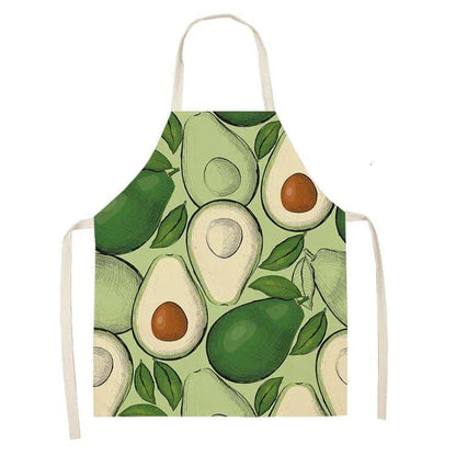 Avocado printed kitchen bib made from high-quality cotton, providing excellent protection and Kiwi-inspired style for Kiwi cooks and entertainers.