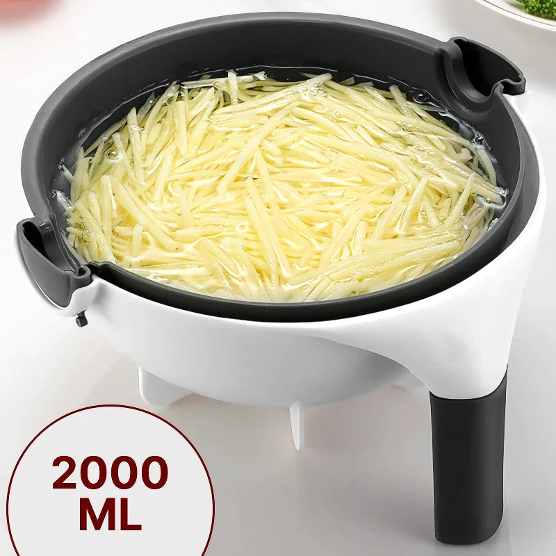 Versatile 2-in-1 Vegetable Slicer and Fruit Strainer - a compact and efficient kitchen tool that combines multiple functions into one