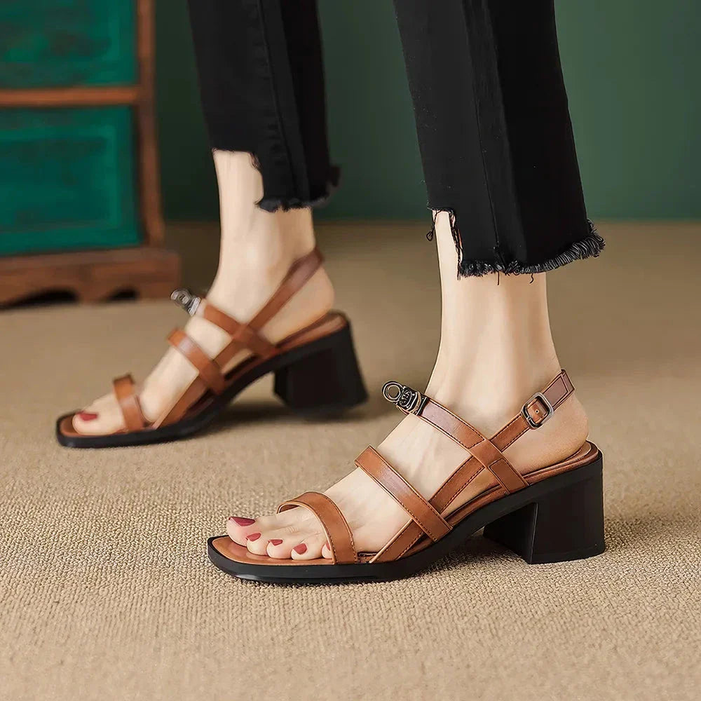 Stylish Kiwi Summer Sandals with a trendy gladiator-style design, durable split leather upper, and rubber outsole for stability and traction.