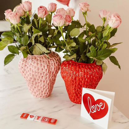 Stylish strawberry-shaped ceramic vase in various colors and sizes, perfect for adding Kiwi charm to your home decor