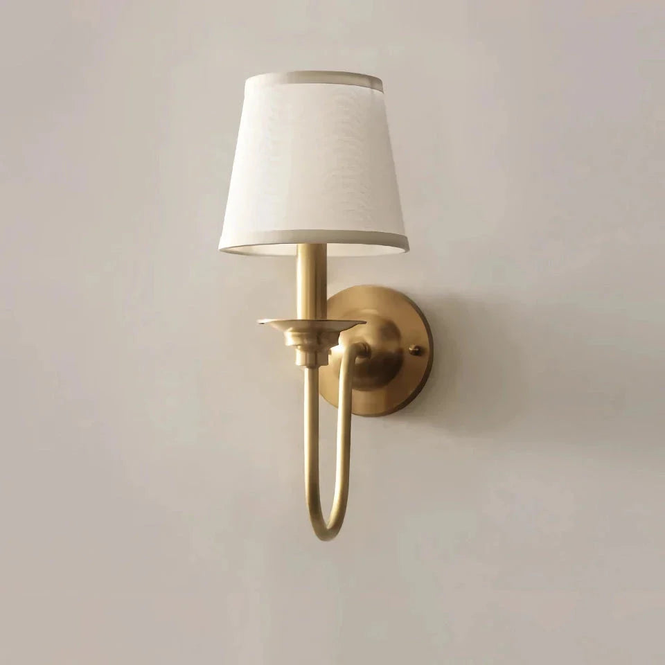 Elegant copper wall lamp with a luxurious fabric shade, providing warm and ambient lighting for Kiwi homes