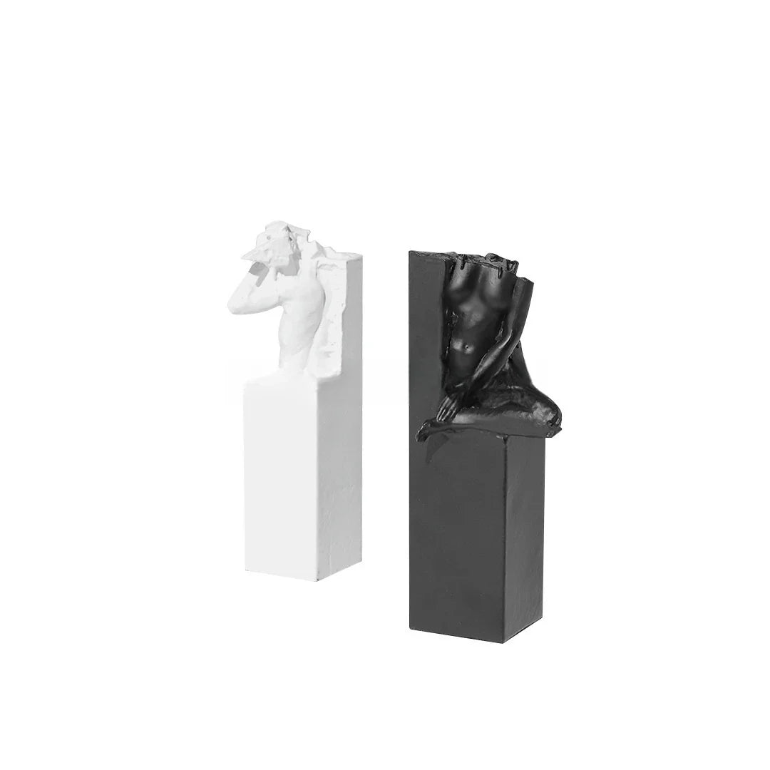 Stylish black and white abstract sculpture, a modern art desktop décor piece that adds a touch of Kiwi-inspired design to any space