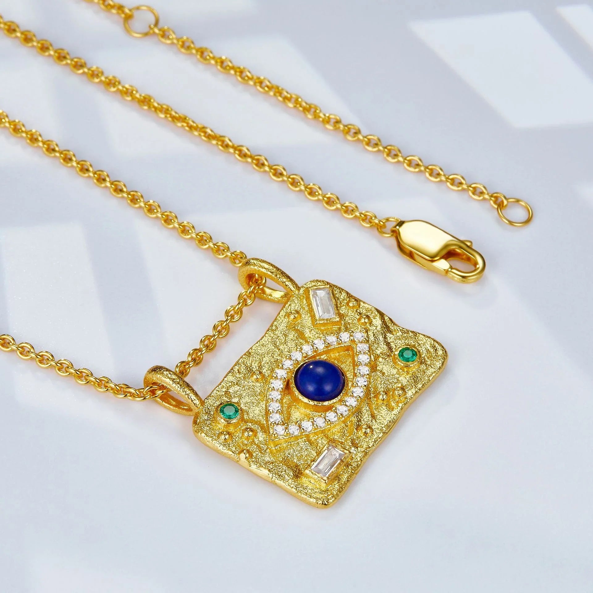 Premium 925 silver Lapis Lazuli necklace with a stunning mosaic design, an eye-catching accessory for the modern New Zealand woman.