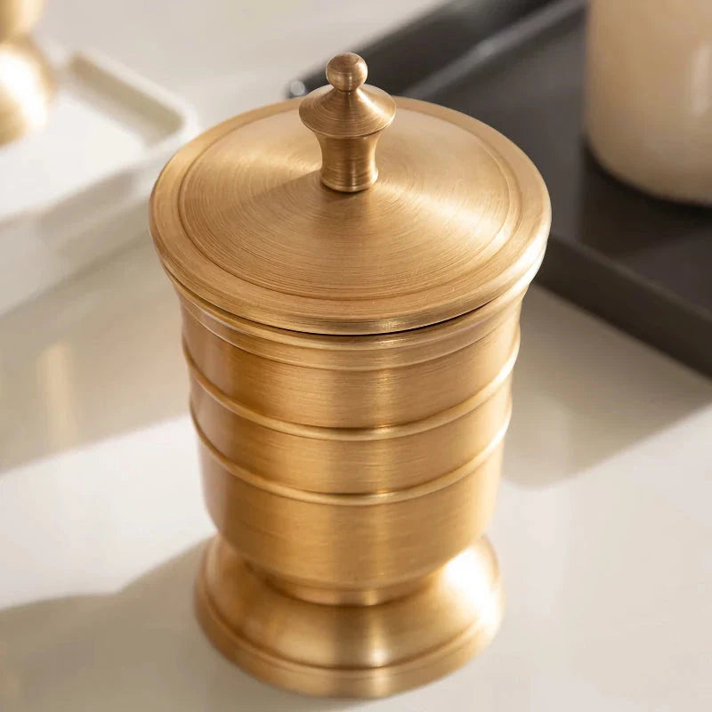 Golden Retro Brushed Brass Bathroom Set with Copper Construction and Vintage-Inspired Design