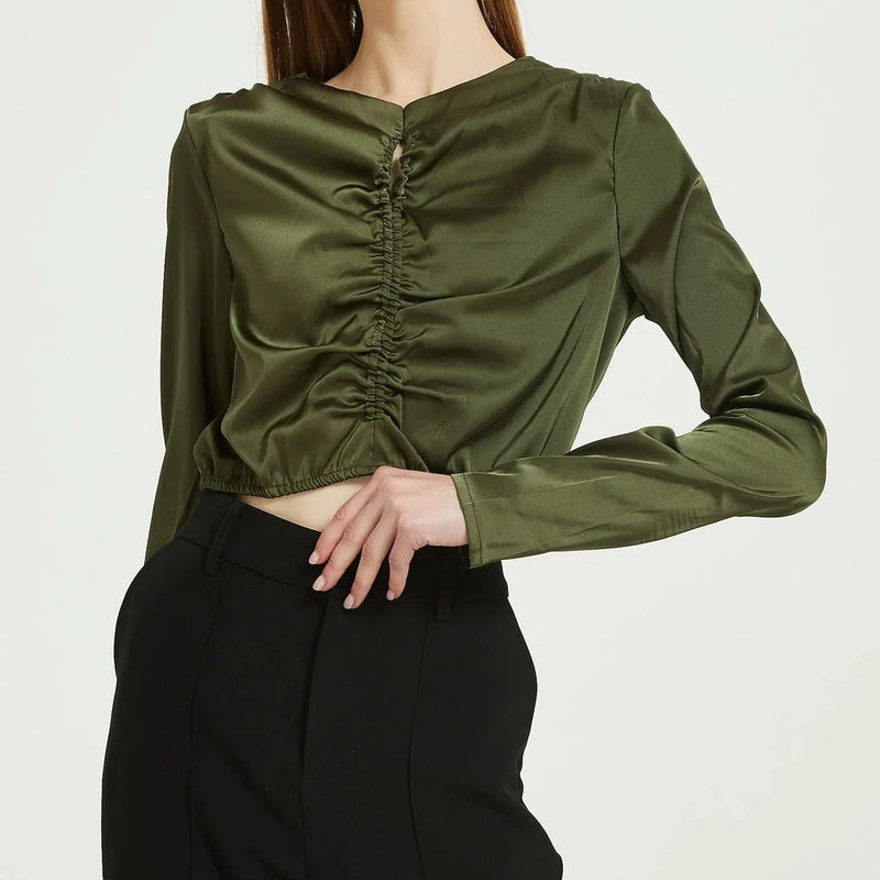 Shopfluxpro NZ Elegant New Zealand-Designed Green Silk Chiffon Blouse