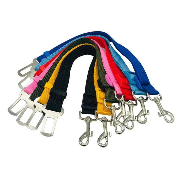 Premium dog car seat belt with adjustable nylon strap and reflective strips for safe travels in New Zealand