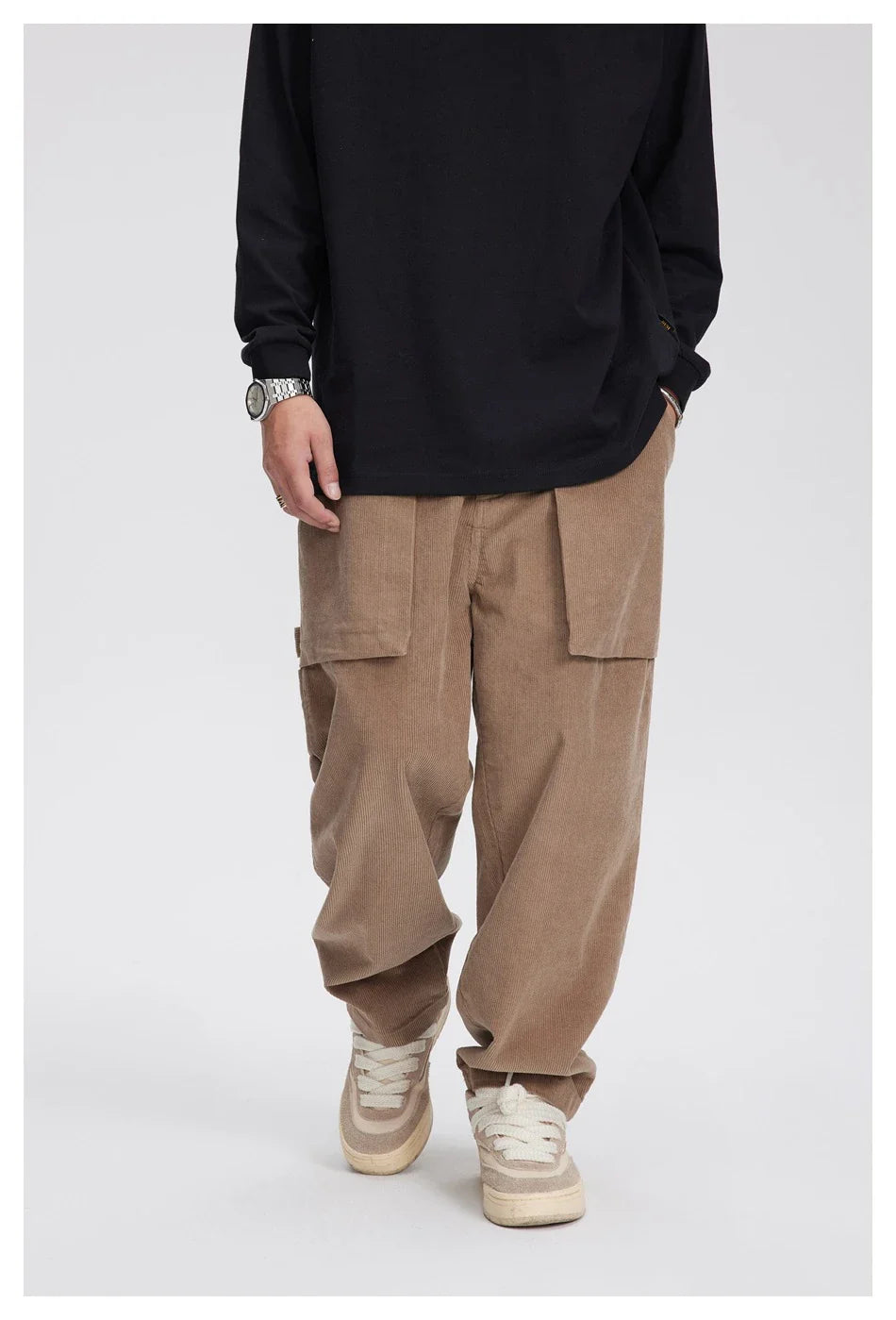 Stylish retro-inspired corduroy casual pants in a straight-leg fit, perfect for the laid-back Kiwi lifestyle.