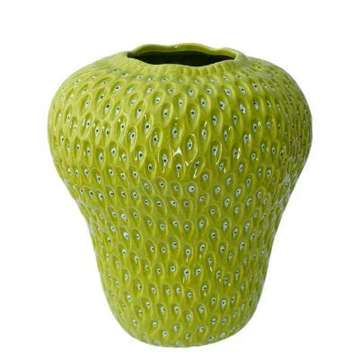 Stylish strawberry-shaped ceramic vase in various colors and sizes, perfect for adding Kiwi charm to your home decor