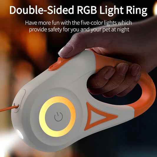 A 5-metre retractable dog leash with built-in LED lights for enhanced visibility during evening walks