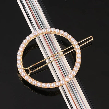 Elegant pearl and geometric hairpins in silver and gold tones, designed to elevate Kiwi women's hairstyles for any occasion.