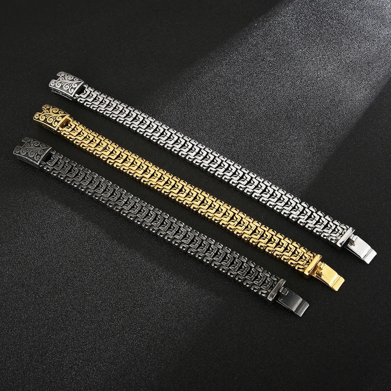 Titanium Steel Bracelet with Flower Design - Sleek and Stylish Accessory for New Zealand Men