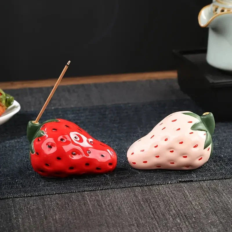 Porcelain Strawberry Incense Holder - A charming and functional addition to Kiwi homes, featuring a unique strawberry design and durable ceramic construction.