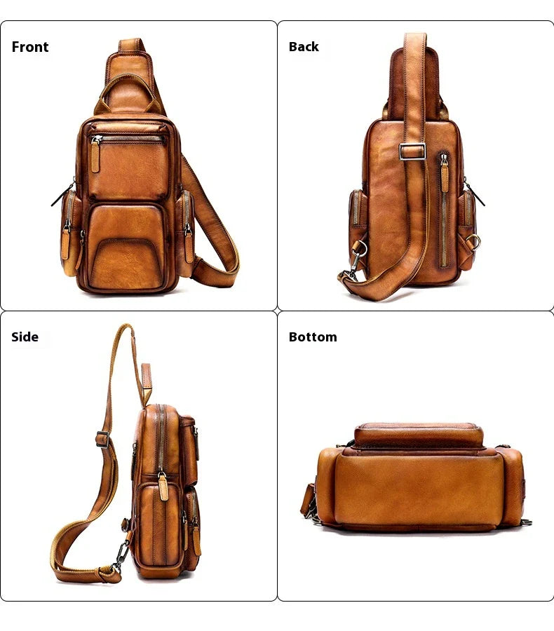 A premium cowhide chest bag with a sleek, minimalist design, perfect for the modern Kiwi on the go.