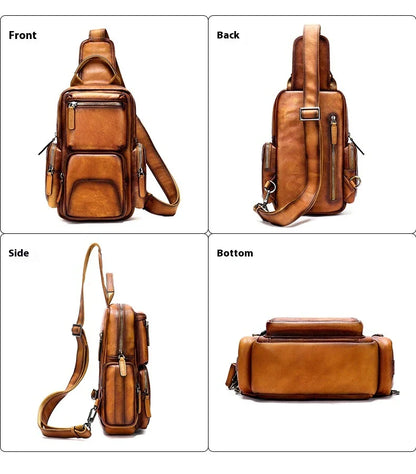 A premium cowhide chest bag with a sleek, minimalist design, perfect for the modern Kiwi on the go.