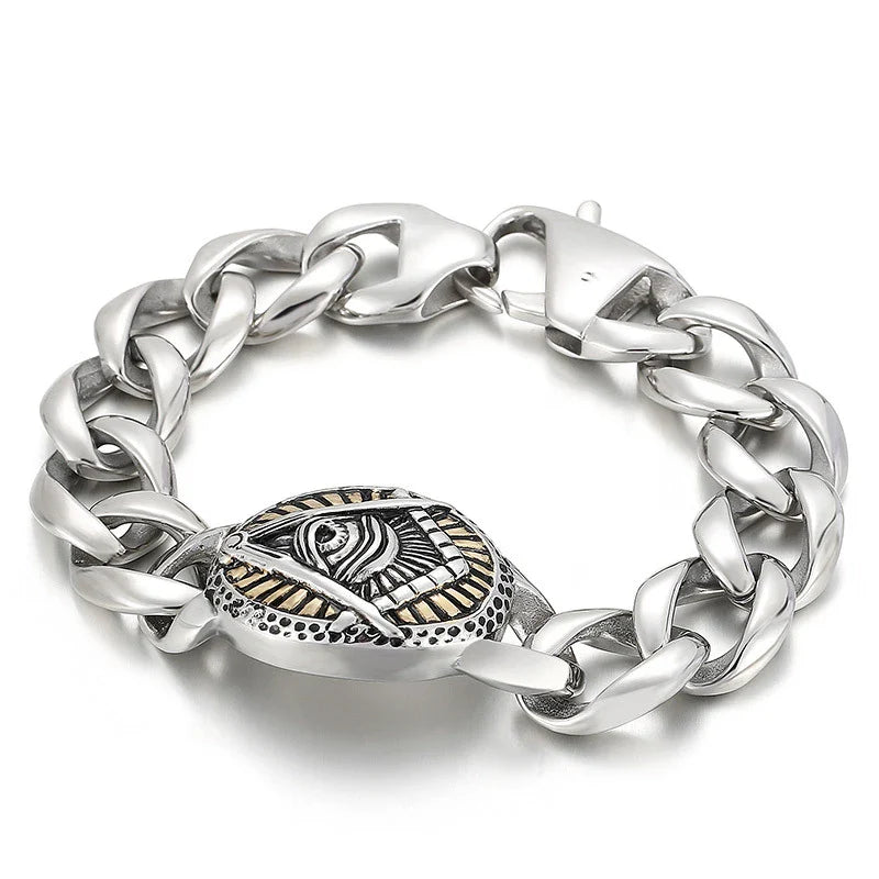 Stylish stainless steel bracelet with a geometric design, showcasing a modern and bold Kiwi-inspired accessory