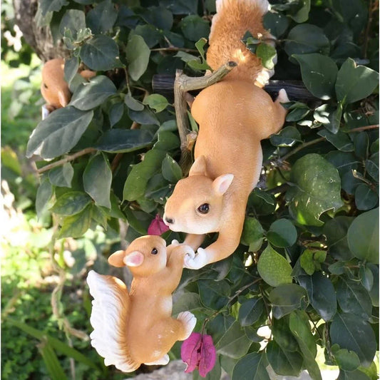 Charming resin figure of a climbing squirrel ornament for outdoor garden decor