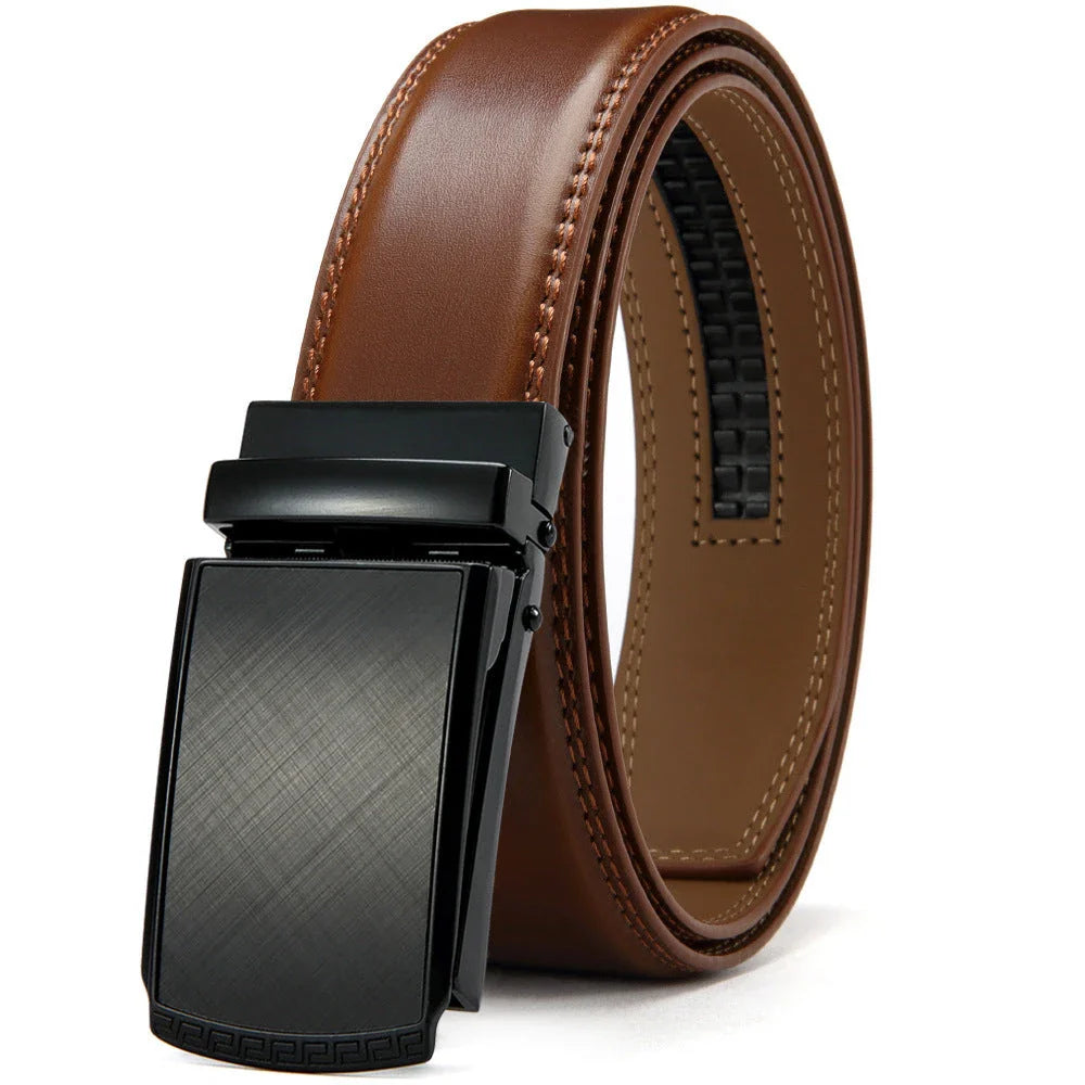 Reversible genuine leather dress belt with alloy buckle, available in black and brown finishes for versatile Kiwi business casual style