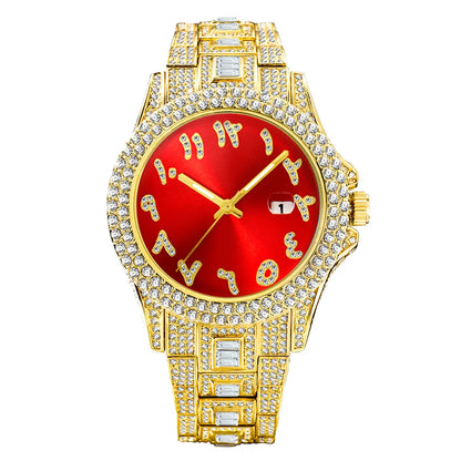 Elegant Kiwi-approved waterproof watch with diamond-encrusted dial and gold-plated strap