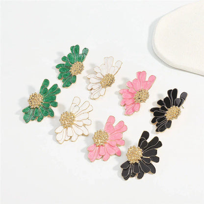 Vibrant Boho Chic Flower Petal Stud Earrings in a variety of colours, including green, blue, purple, and pink