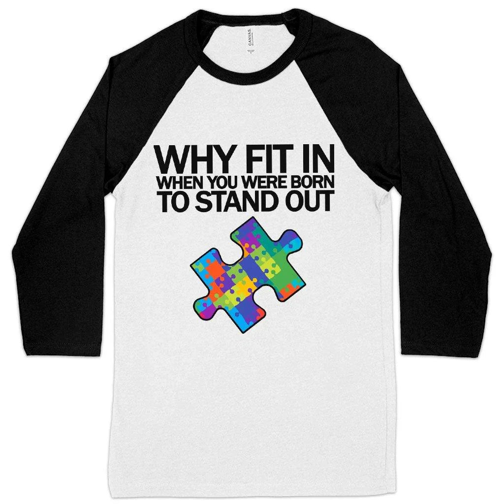 Comfy Autism Awareness T-Shirt with contrast raglan sleeves and two-tone trim, available in a range of sizes for all Kiwis