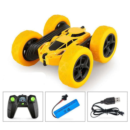 Thrilling 360° Flip Stunt Car with durable plastic design, stunt flip wheels, and rechargeable battery for off-road adventures