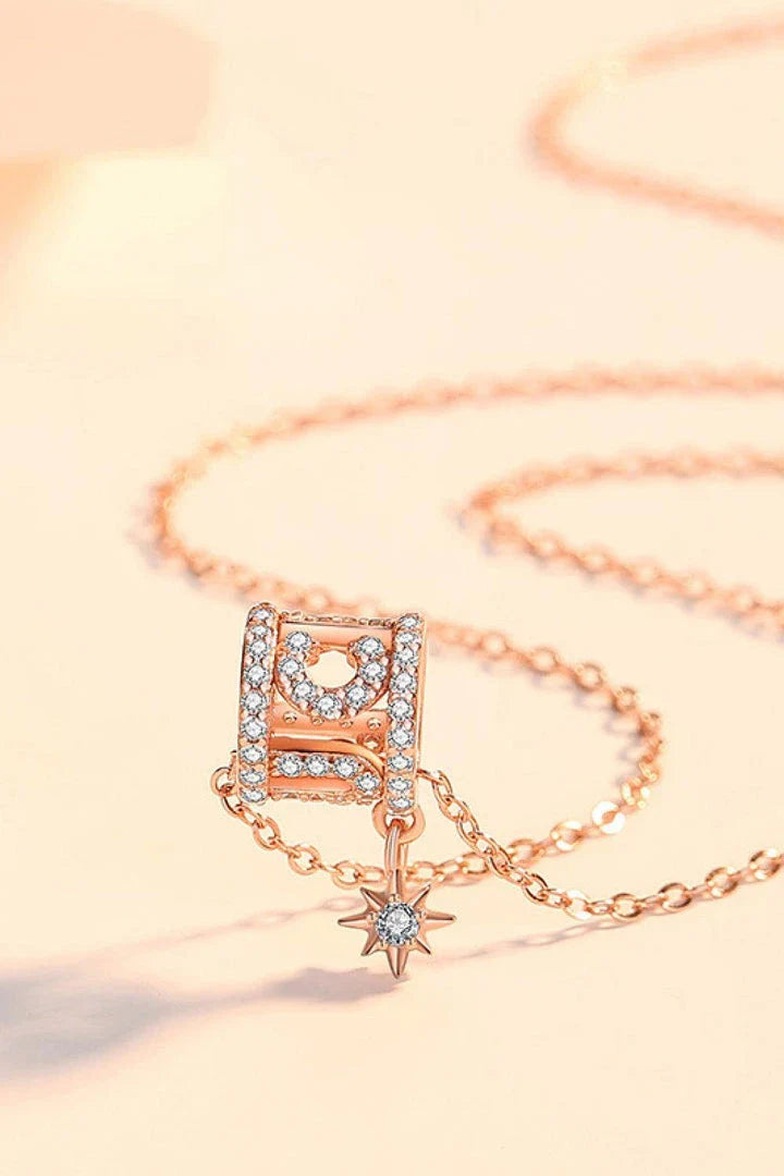 Sparkling cubic zirconia pendant necklace in silver, featuring a minimalist star-inspired design and premium 925 sterling silver construction