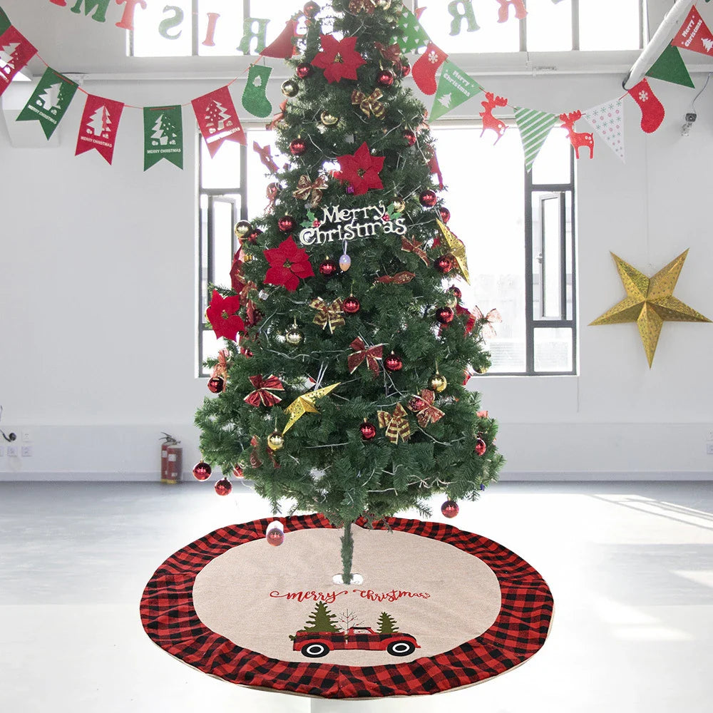 Premium 120cm linen Christmas tree skirt with elegant design, perfect for Kiwi holiday decor