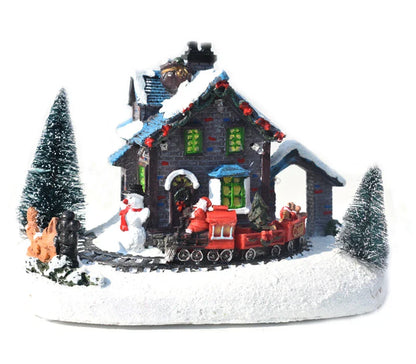 Luminous resin Christmas house decorations with a glowing, festive design