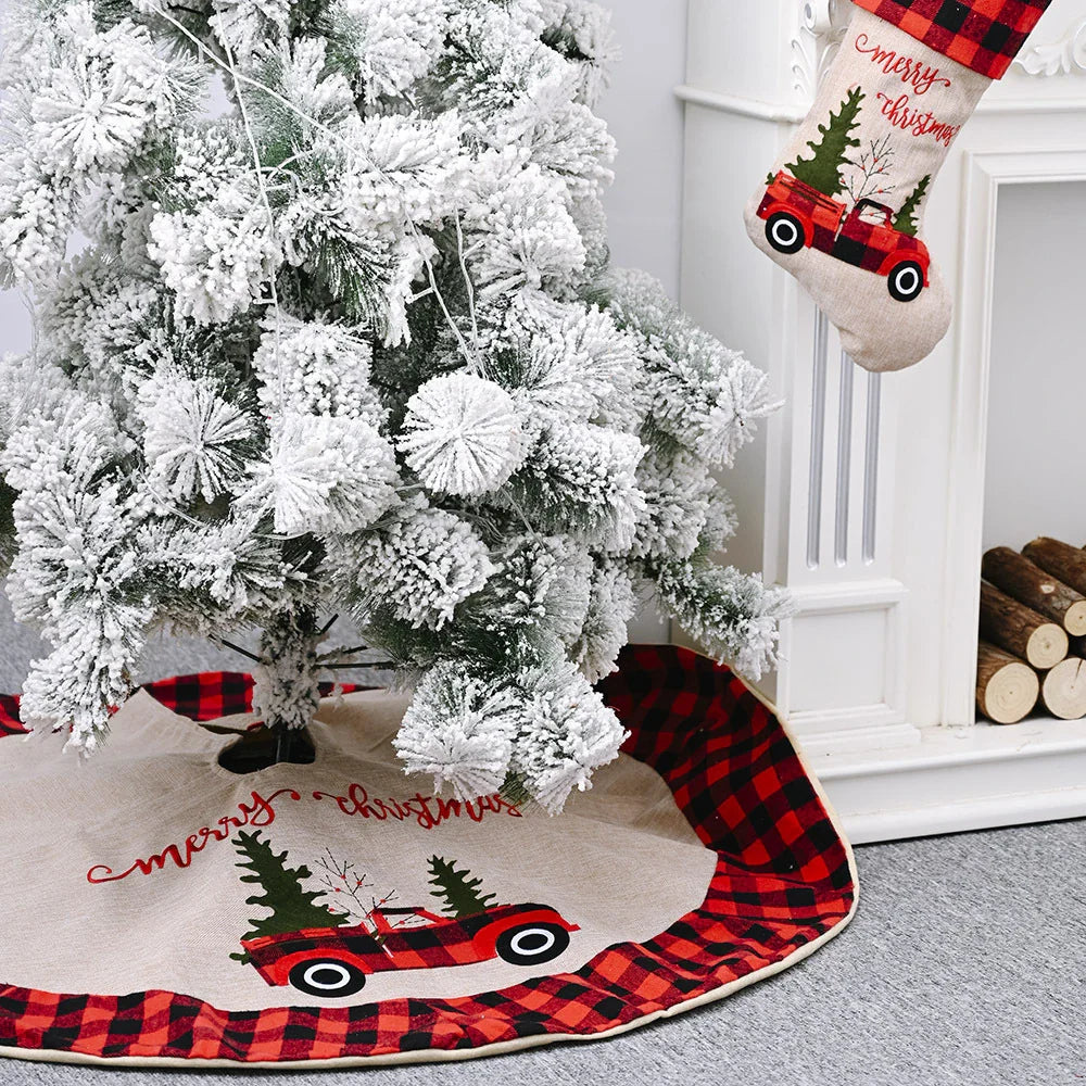 Premium 120cm linen Christmas tree skirt with elegant design, perfect for Kiwi holiday decor