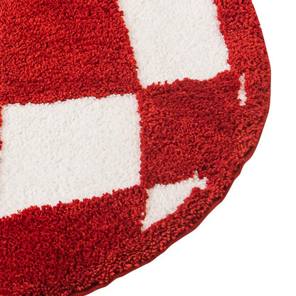 Vibrant 8 ball-inspired tufted area rug in red or black, perfect for adding a playful touch to Kiwi homes