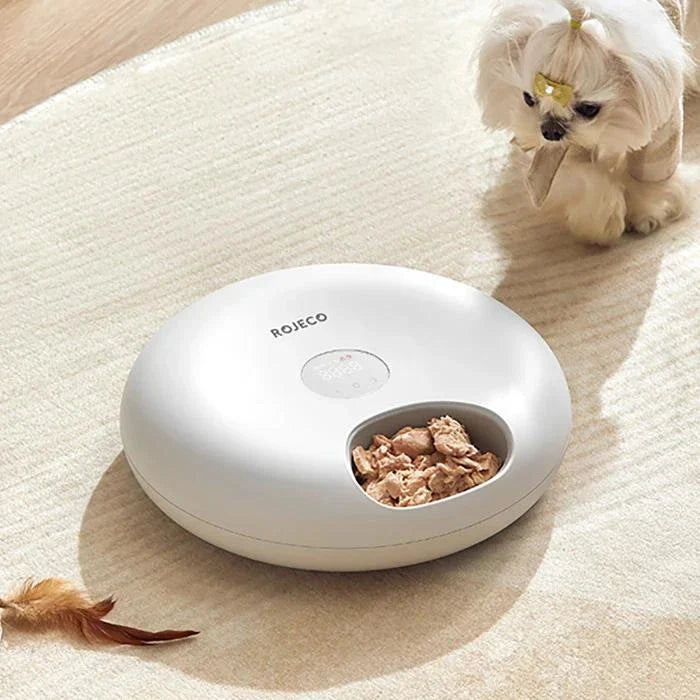 Automatic 6-Meal Pet Feeder with LCD display, adjustable portion control, and wet/dry food compatibility