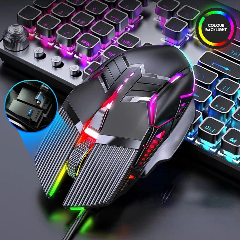 Ergonomic RGB Wired Gaming Mouse with adjustable DPI, comfortable design, and vibrant backlighting for immersive gaming sessions