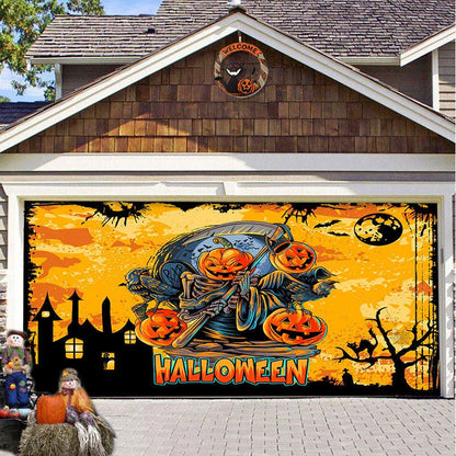 Halloween Hanging Cloth Garage Door Backdrop in abstract geometric pattern