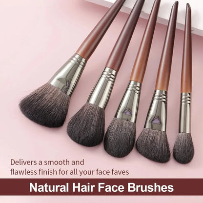 Premium 24-piece natural makeup brush set with sustainable Beech Wood handles and uncut natural bristles for flawless makeup application