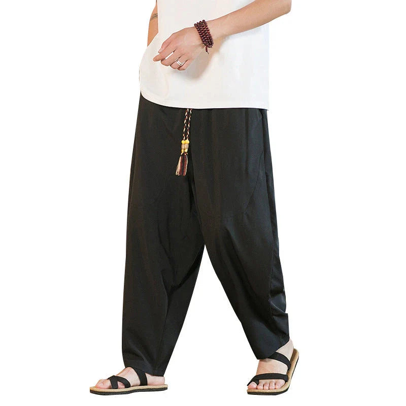Stylish New Zealand men's casual pants made of innovative ice silk fabric with a tailored harem-inspired design