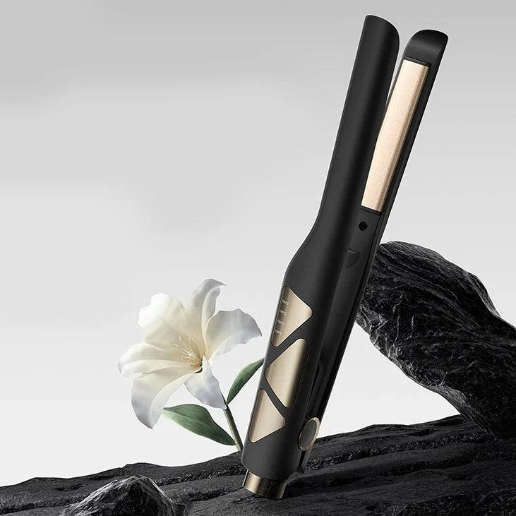 Compact, travel-friendly hair straightener and curling iron with ceramic coating for smooth, healthy styling