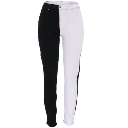Women's high-waisted stretch jeans with contrast color details, perfect for the Kiwi lifestyle