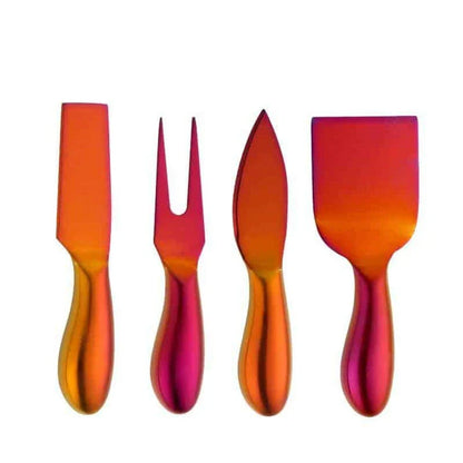 A set of colourful stainless steel spatulas for versatile kitchen use, featuring a vibrant and durable design.