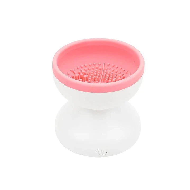 Compact electric makeup brush cleaner and dryer with USB-powered, silicone-crafted, and automatic cleaning features