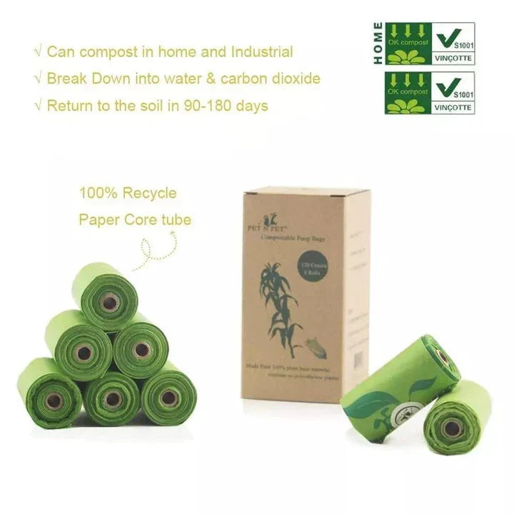 Eco-Friendly Green Dog Poop Bags - Biodegradable, Sturdy, and Discreet for Responsible Pet Owners in New Zealand