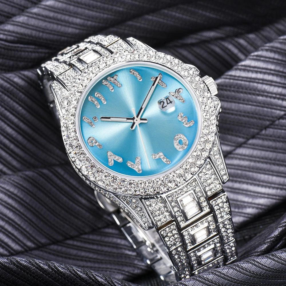 Elegant Kiwi-approved waterproof watch with diamond-encrusted dial and gold-plated strap
