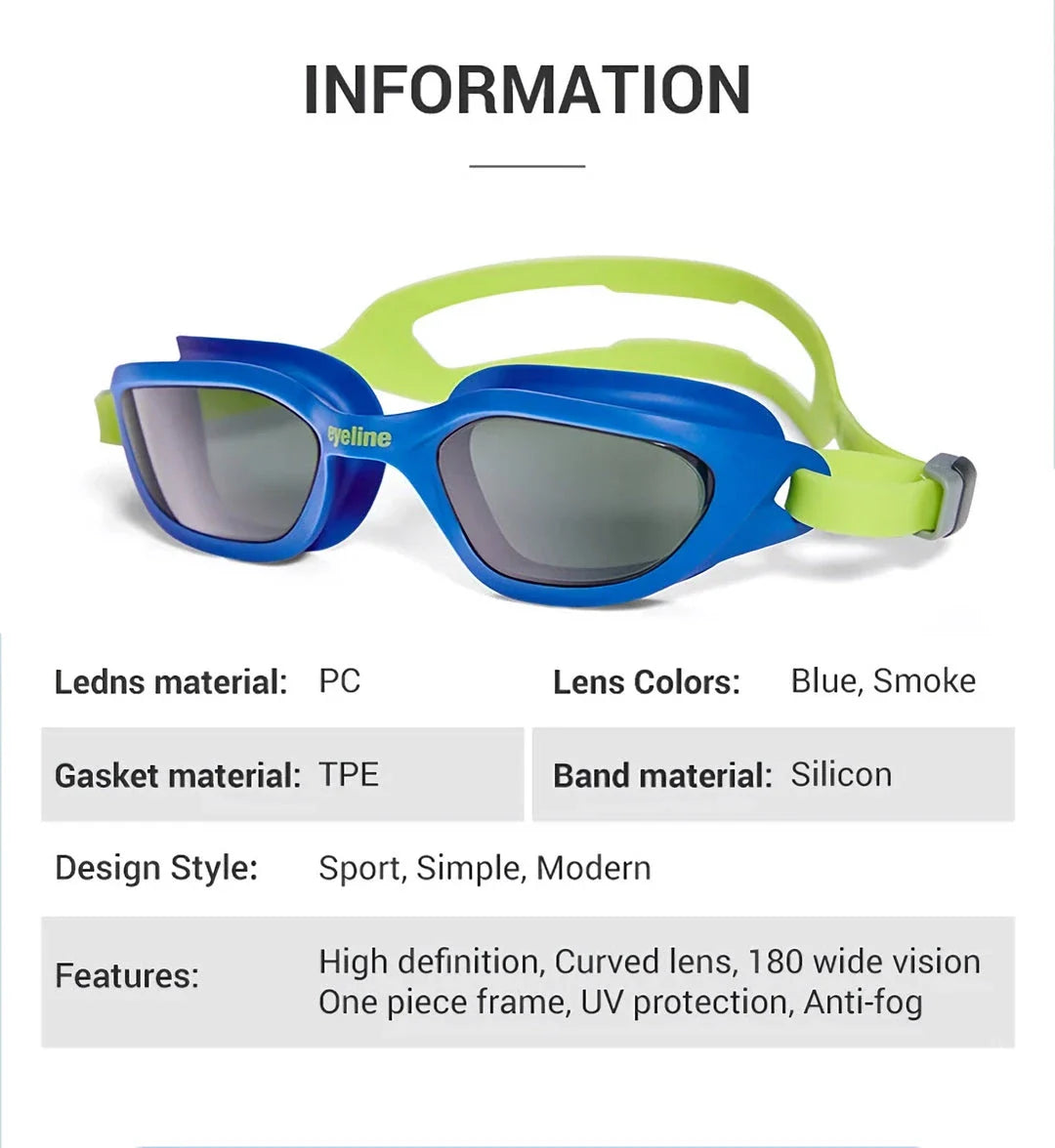 Premium anti-fog swimming goggles with wide-angle lens for clear underwater vision