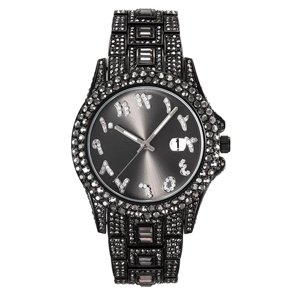 Elegant Kiwi-approved waterproof watch with diamond-encrusted dial and gold-plated strap