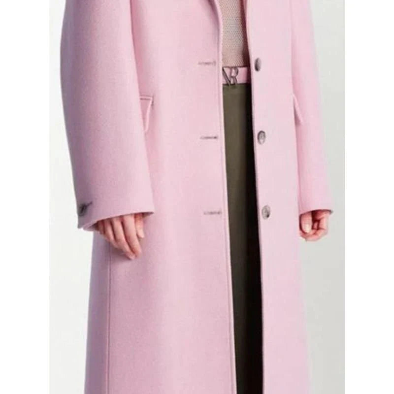 Sophisticated Women's Blazer Trench in vibrant pink color, featuring a notched collar and single-breasted design for a timeless, elegant look