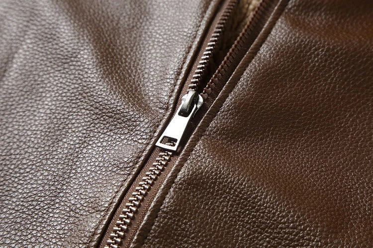 Men's Leather Lapel Fleece Padded Coat in black, available in a range of sizes for the modern Kiwi gentleman