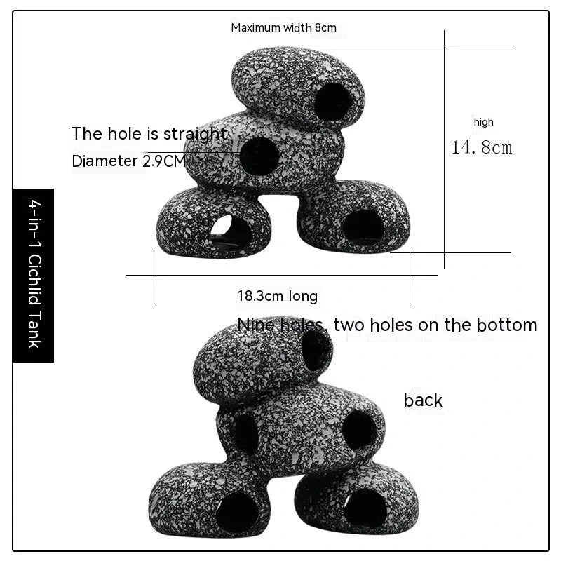 Decorative stone with natural cobblestone-inspired design for fish and shrimp breeding in aquariums