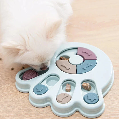 Engaging pet treat dispenser toy in various colours, designed to mentally stimulate and promote healthy eating for dogs and cats.