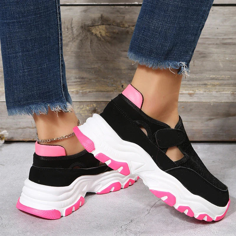 Stylish mesh sports shoes for women in various vibrant colours, featuring a breathable mesh upper and suede detailing for comfortable outdoor wear