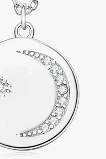 Moissanite Pendant Necklace with round center stone, 925 sterling silver, and 18k gold or platinum plating