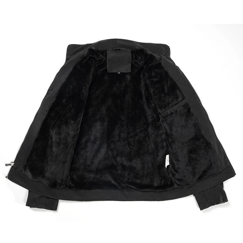 Men's PU Leather Jacket with Stand Collar in Black - Stylish and Durable Outerwear for Kiwi Blokes